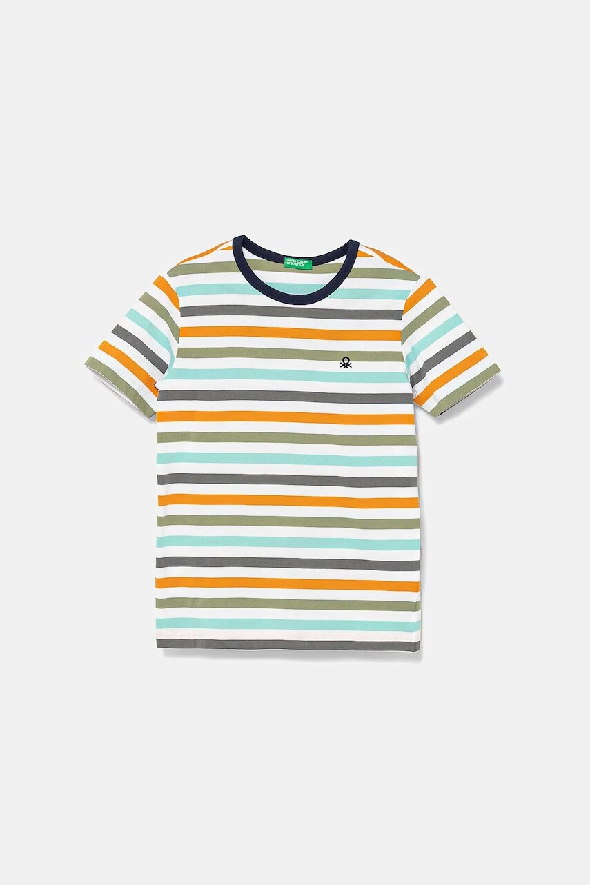 Detské bavlnené tričko United Colors of Benetton tyrkysová farba, vzorované, 3FHXC10MW