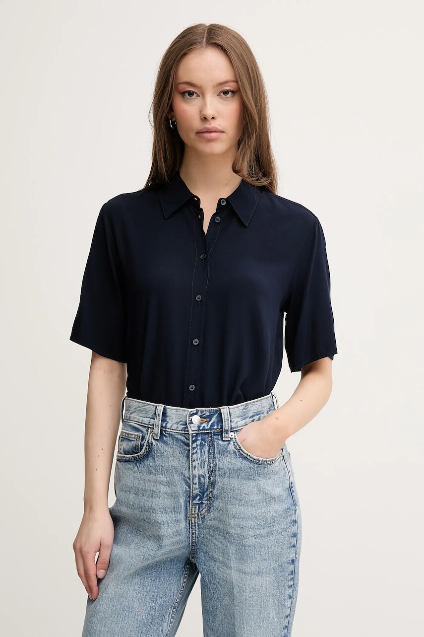 Košeľa United Colors of Benetton tmavomodrá farba, regular, s klasickým golierom, 5WPWDQ0B1