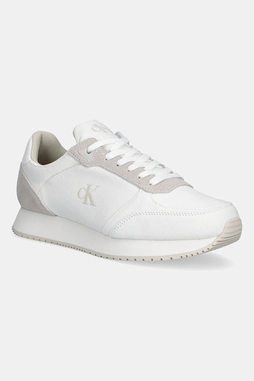 Tenisky Calvin Klein Jeans RUNNER SOCK LACEUP MG CANVAS biela farba, YM0YM01217