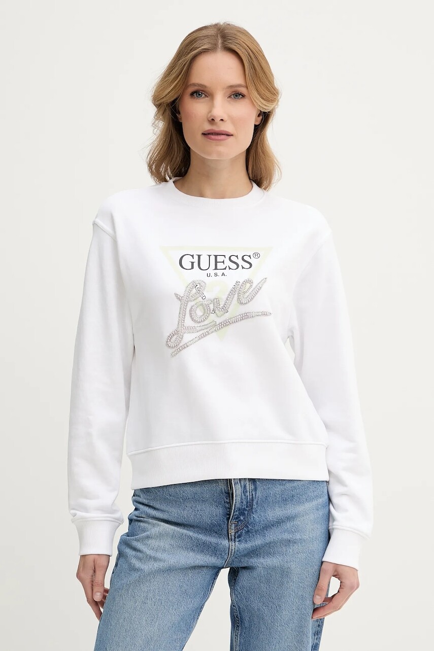 Mikina Guess LOVE biela farba, s potlačou, W5GQ05 KB683