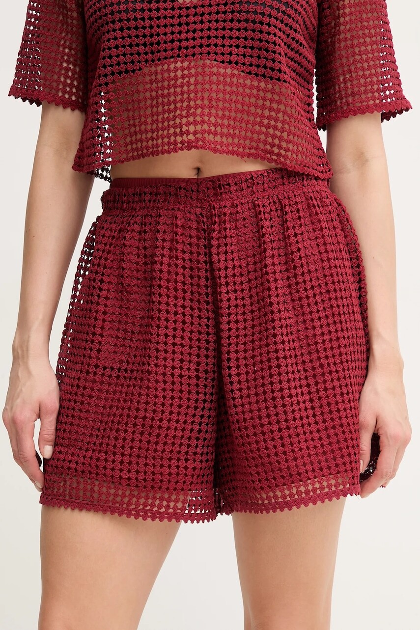 Šortky MAX&Co. bordová farba, jednofarebná, vysoký pás, 2516781024200