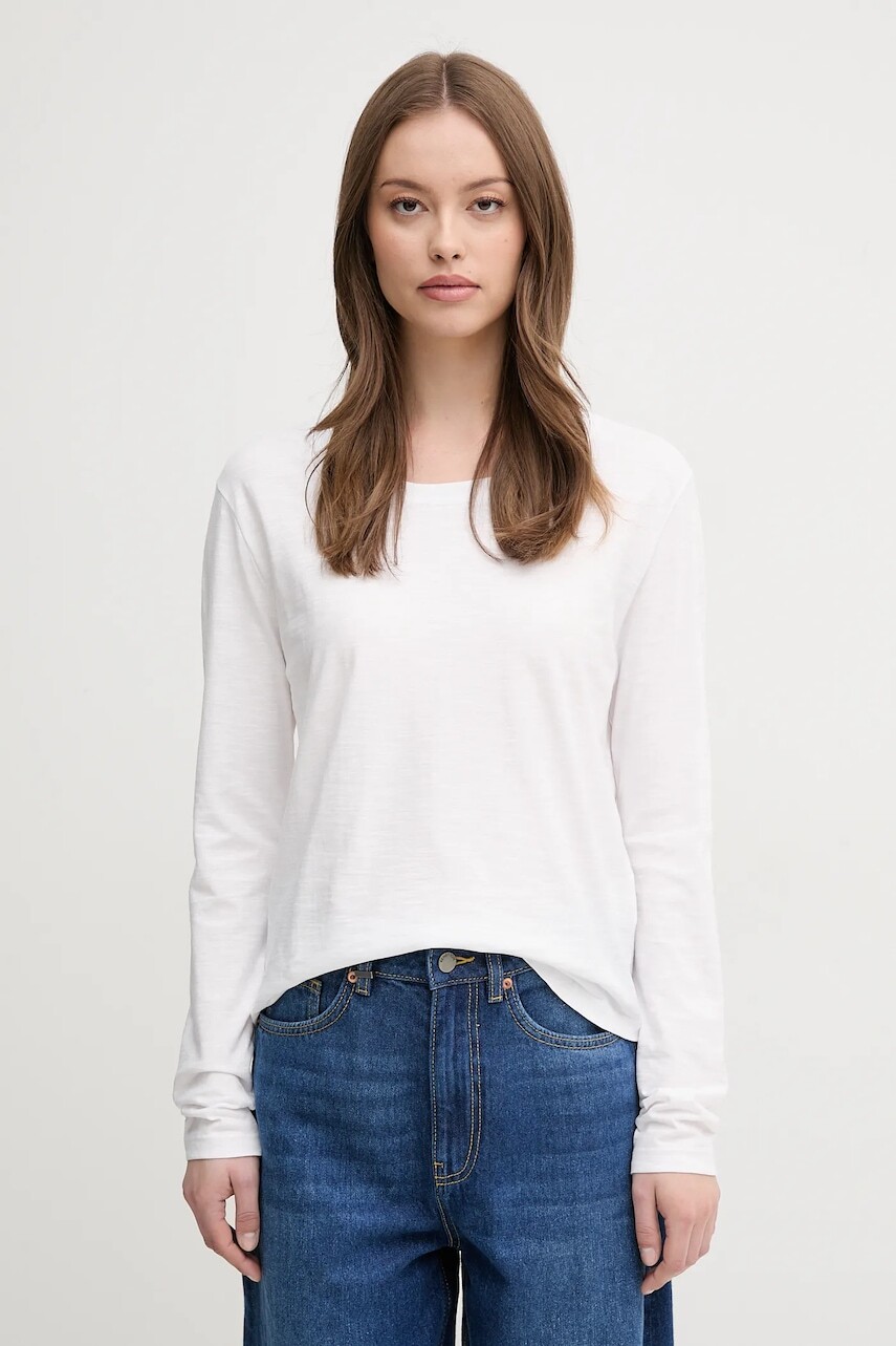 Bavlnené tričko s dlhým rukávom United Colors of Benetton biela farba, 3BVXD109G