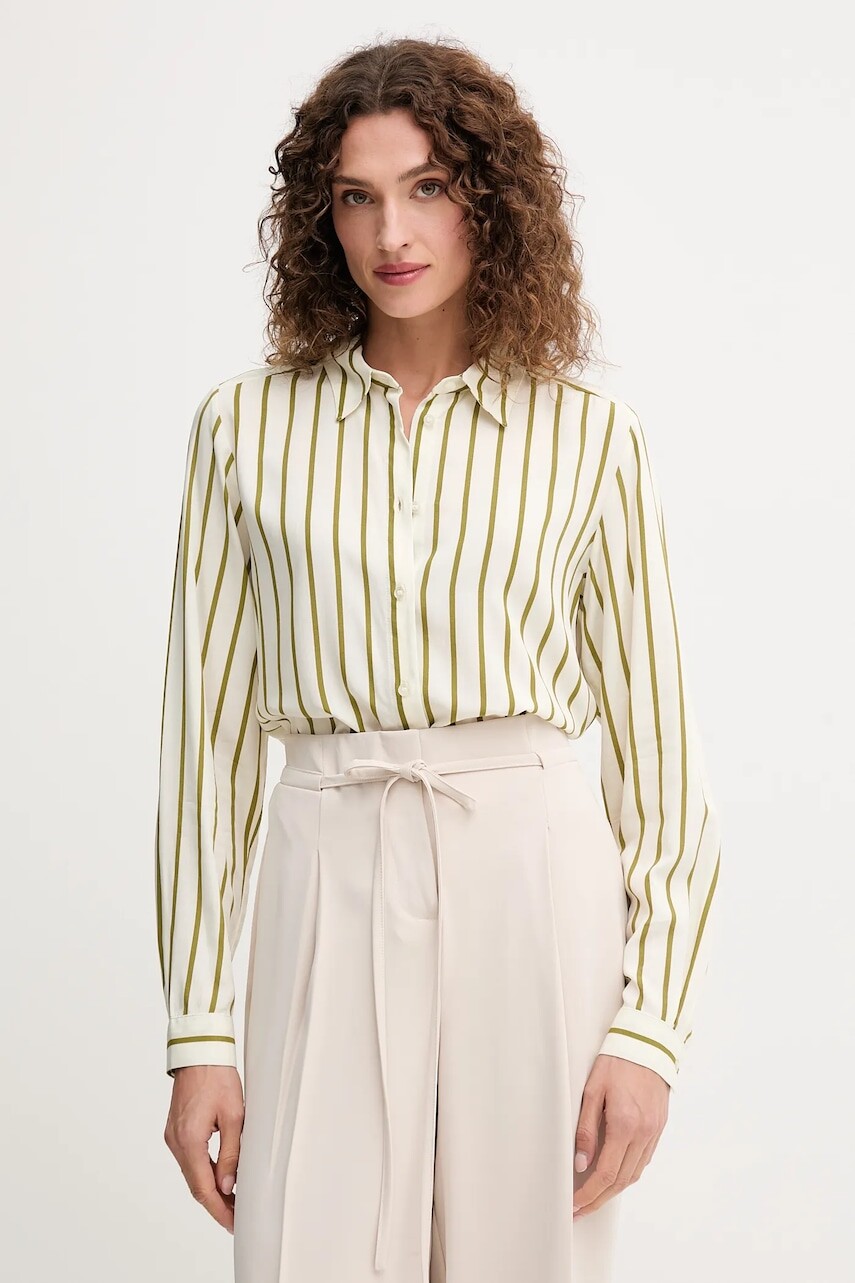 Košeľa United Colors of Benetton zelená farba, regular, s klasickým golierom, 5T17DQ0AZ