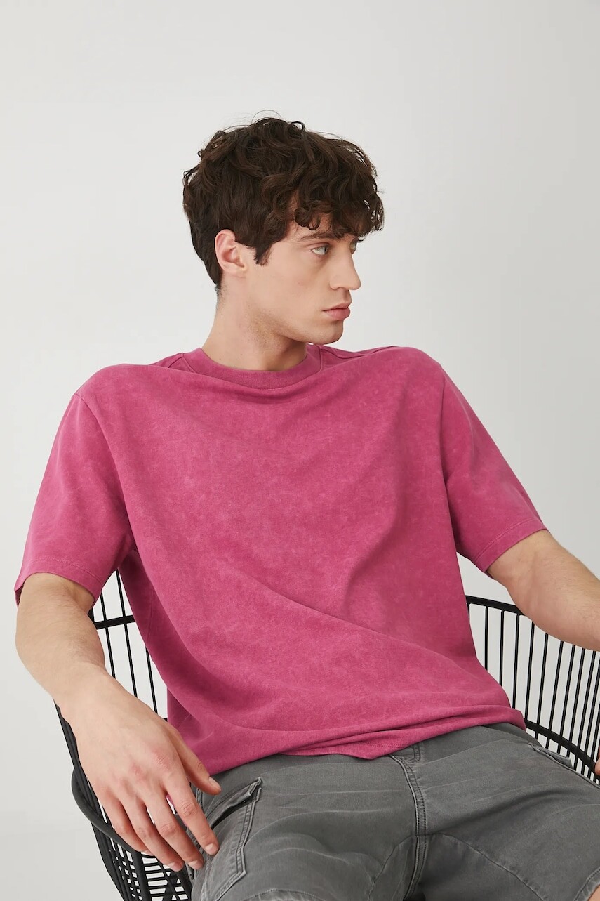 Bavlnené tričko Medicine pánske, ružová farba, jednofarebná