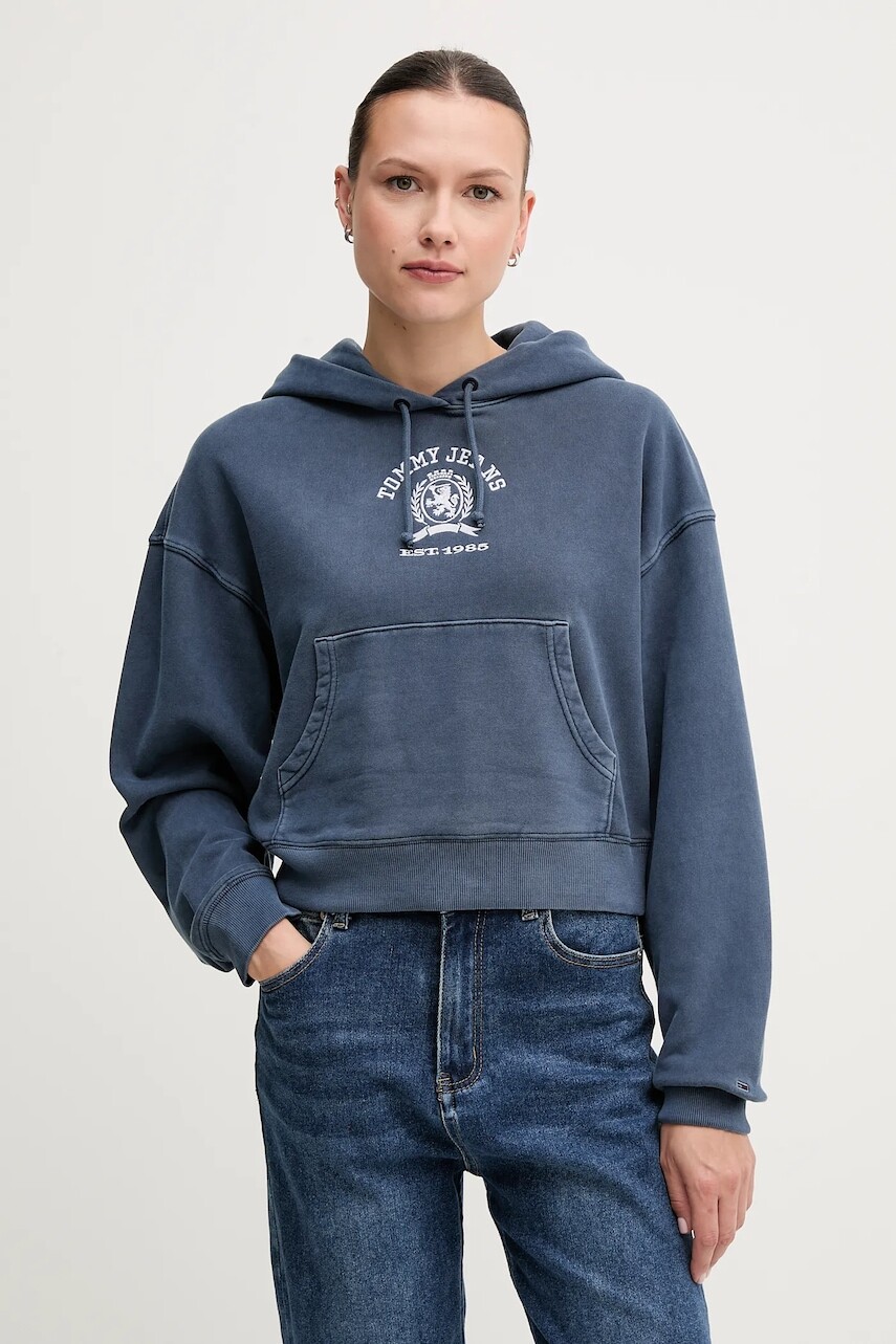 Bavlnená mikina Tommy Jeans s kapucňou, s nášivkou, DW0DW20311