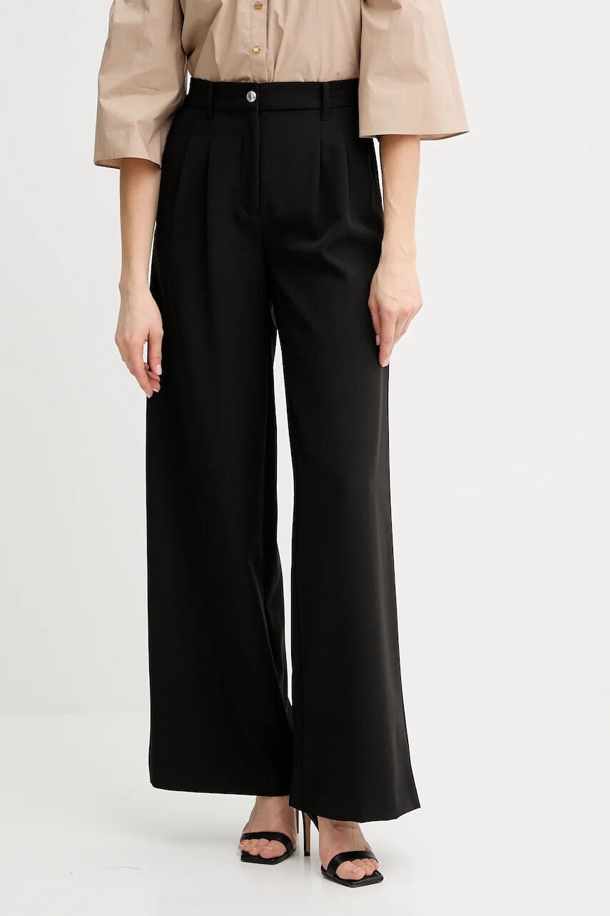 Nohavice Guess ANDREE čierna farba, rovný strih, vysoký pás, W5GB02 WH9Y2