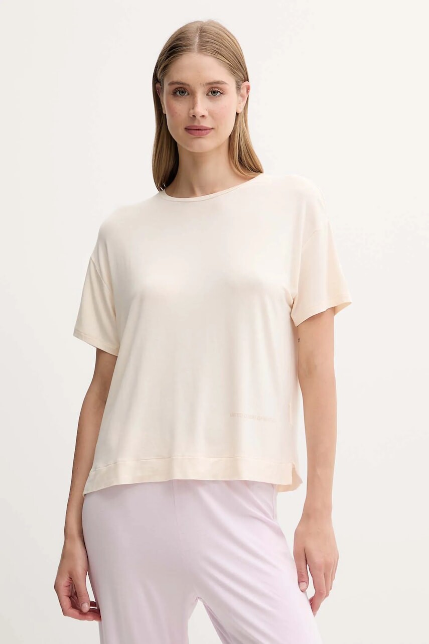 Pyžamové tričko United Colors of Benetton béžová farba, 36MX3M07A