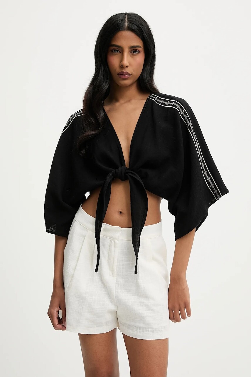 Bavlnená košeľa Answear.LAB čierna farba, voľný strih