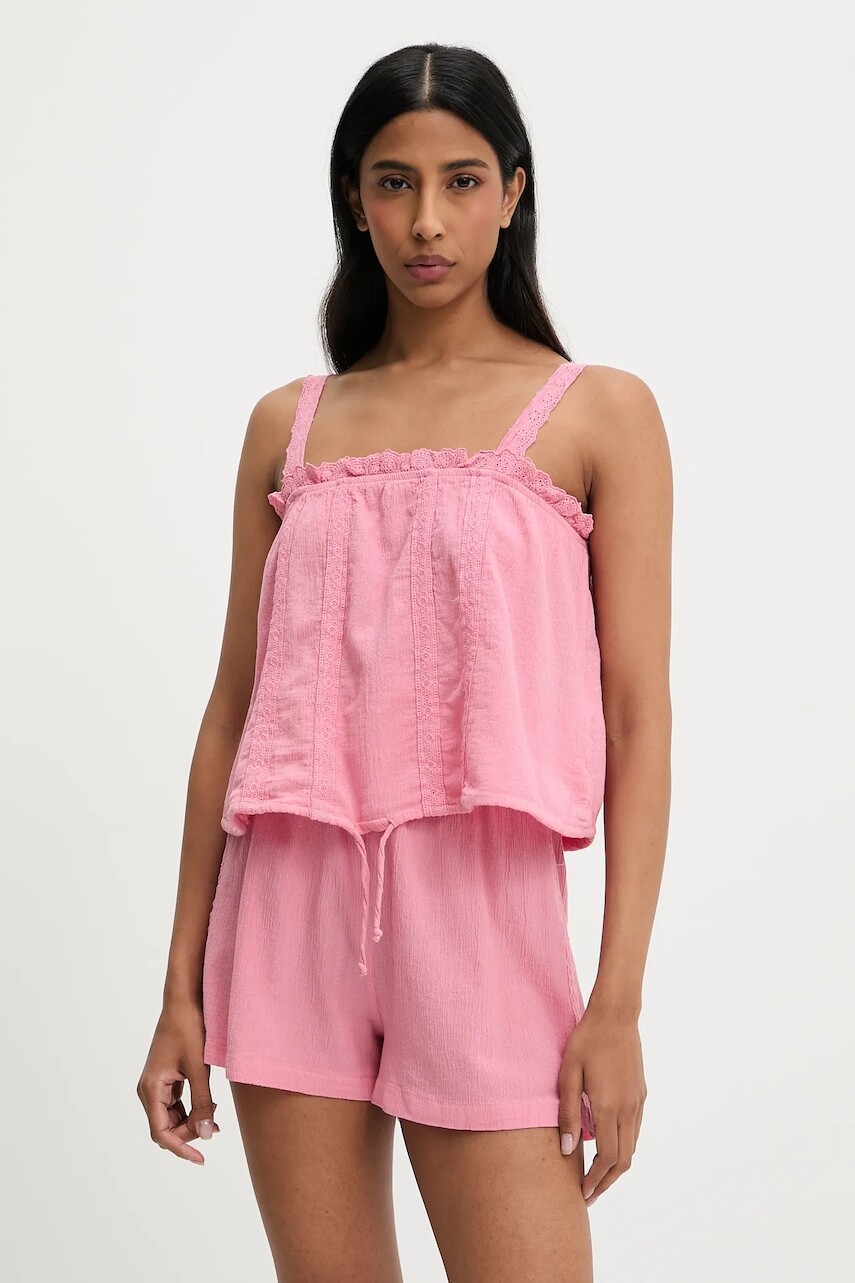 Bavlnená blúzka a šortky Answear.LAB ružová farba