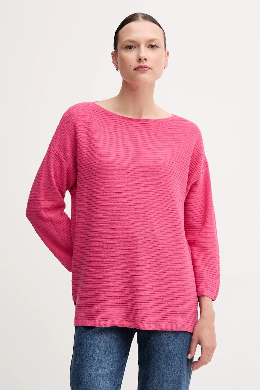 Sveter s prímesou ľanu United Colors of Benetton ružová farba, 115GD10CT