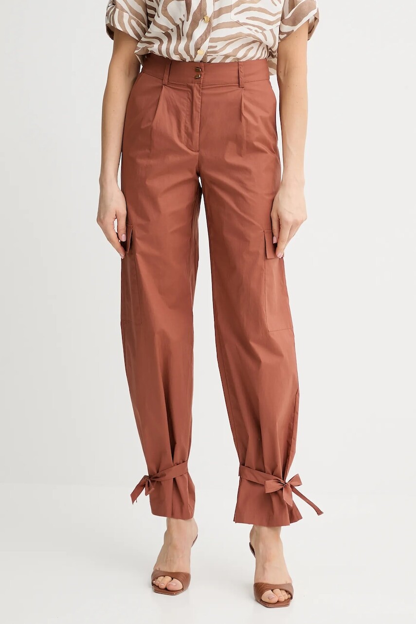 Bavlnené nohavice Marciano by Guess PAT oranžová farba, rovný strih, vysoký pás, 5GGB20 7315A