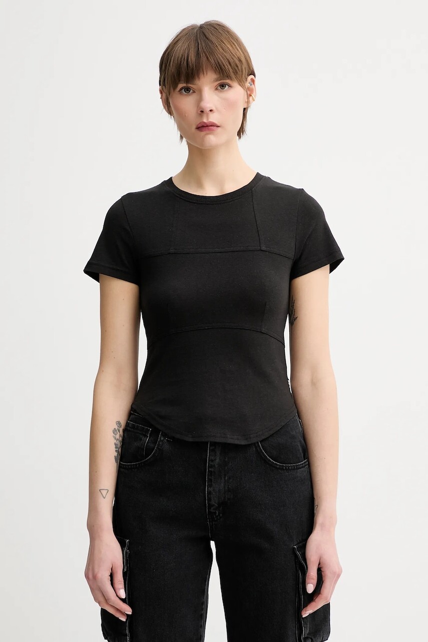 Bavlnené tričko G-Star dámske, čierna farba, D26072-D601