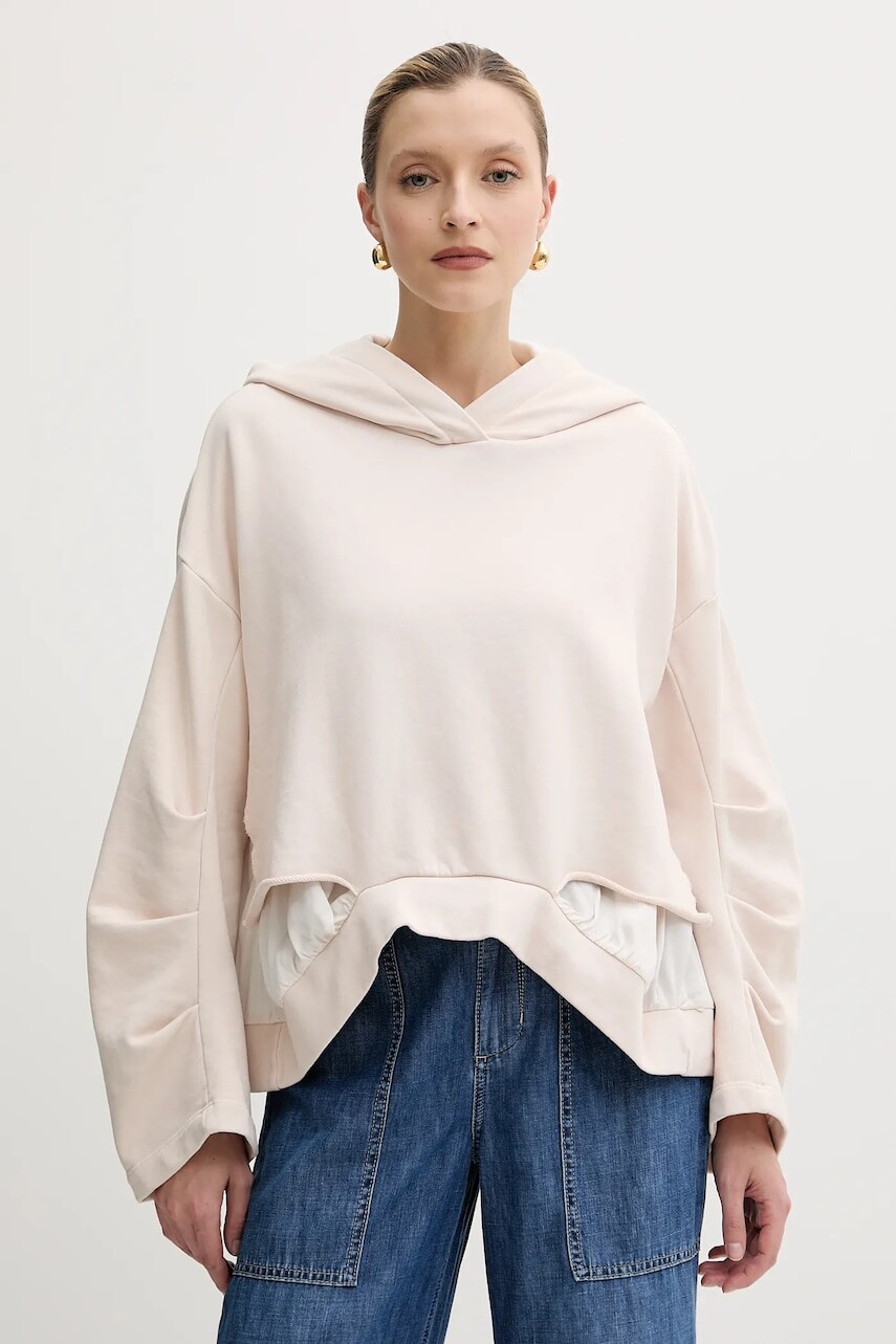 Mikina Pinko béžová farba, s kapucňou, jednofarebná, 104967 A2HW