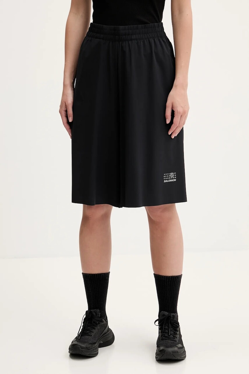 Šortky MM6 Maison Margiela x Salomon čierna farba, jednofarebné, vysoký pás, S52MU0131.M35417