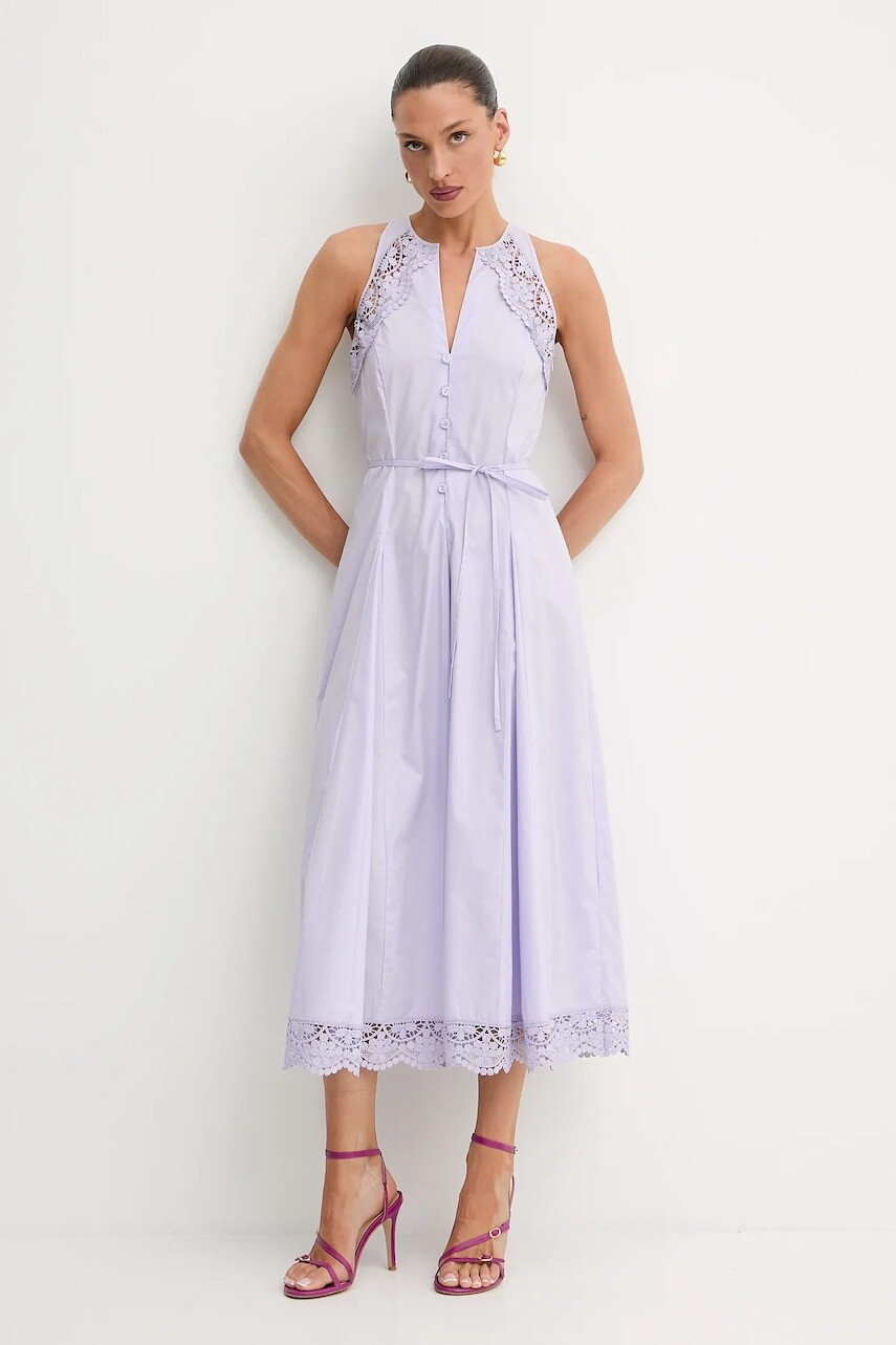 Šaty Twinset fialová farba, maxi, áčkový strih, 251TT2090