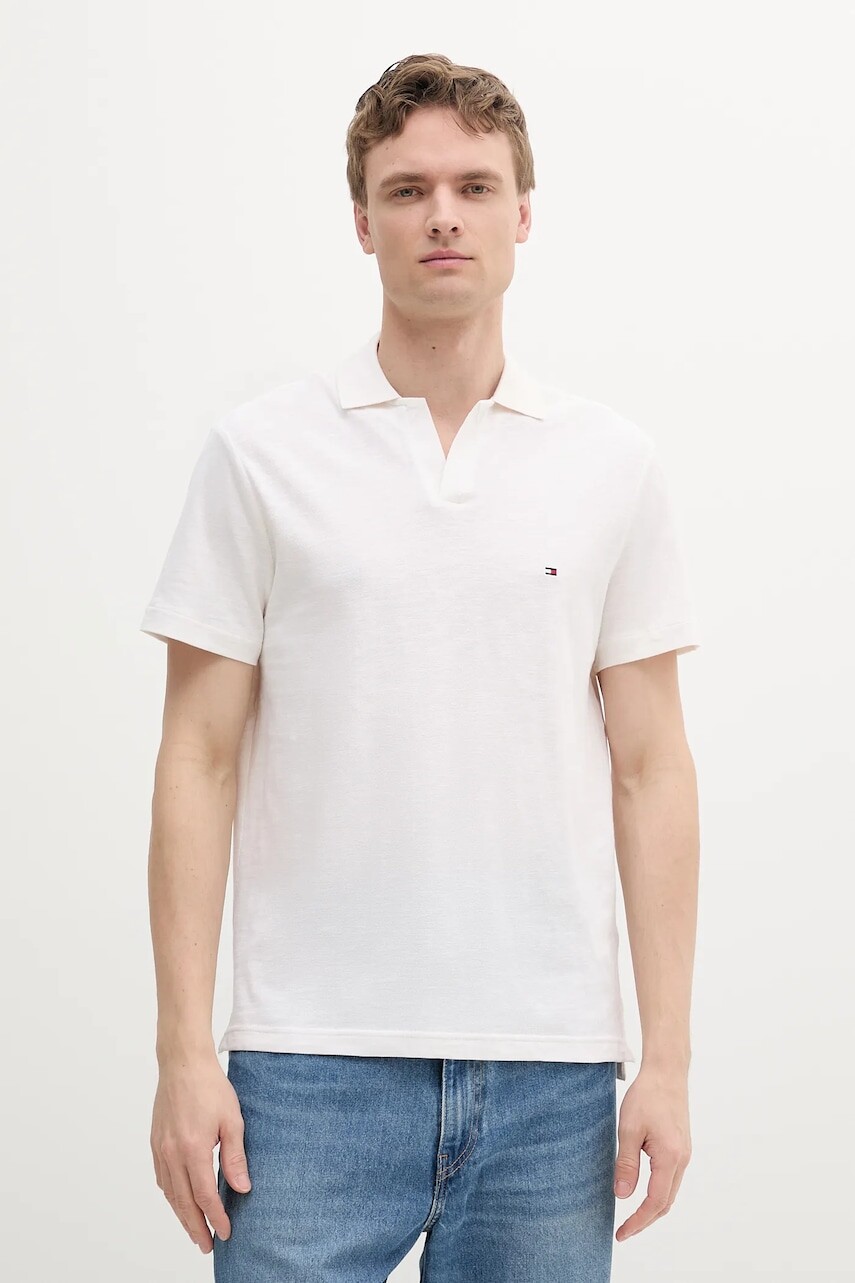 Bavlnené polo tričko Tommy Hilfiger béžová farba, jednofarebné, MW0MW38482