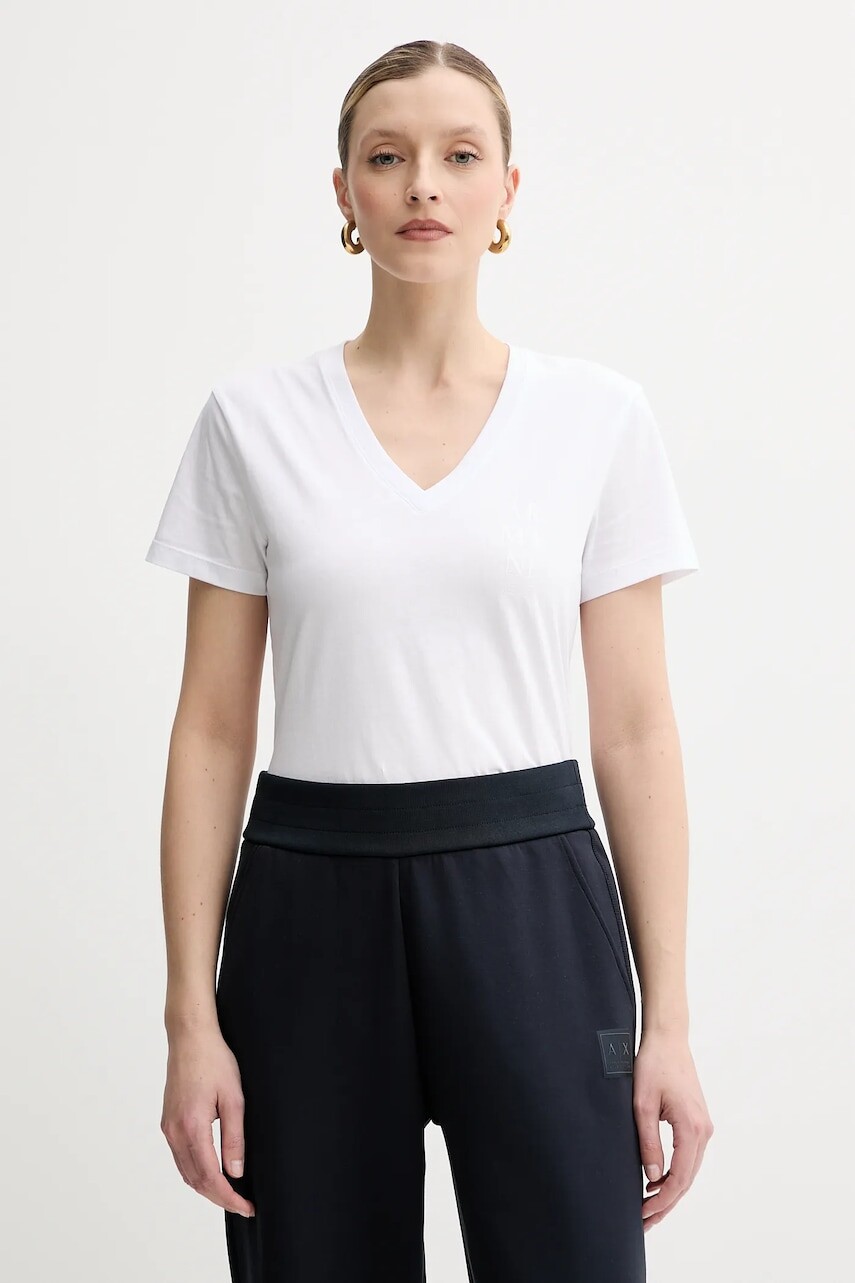 Bavlnené tričko Armani Exchange dámske, biela farba, XW000527 AF10356