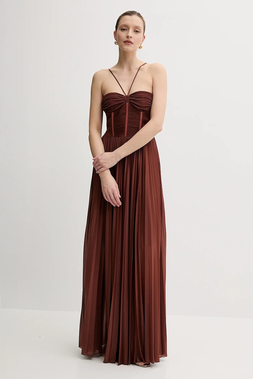 Šaty Pinko hnedá farba, maxi, áčkový strih, 104994 A2DM