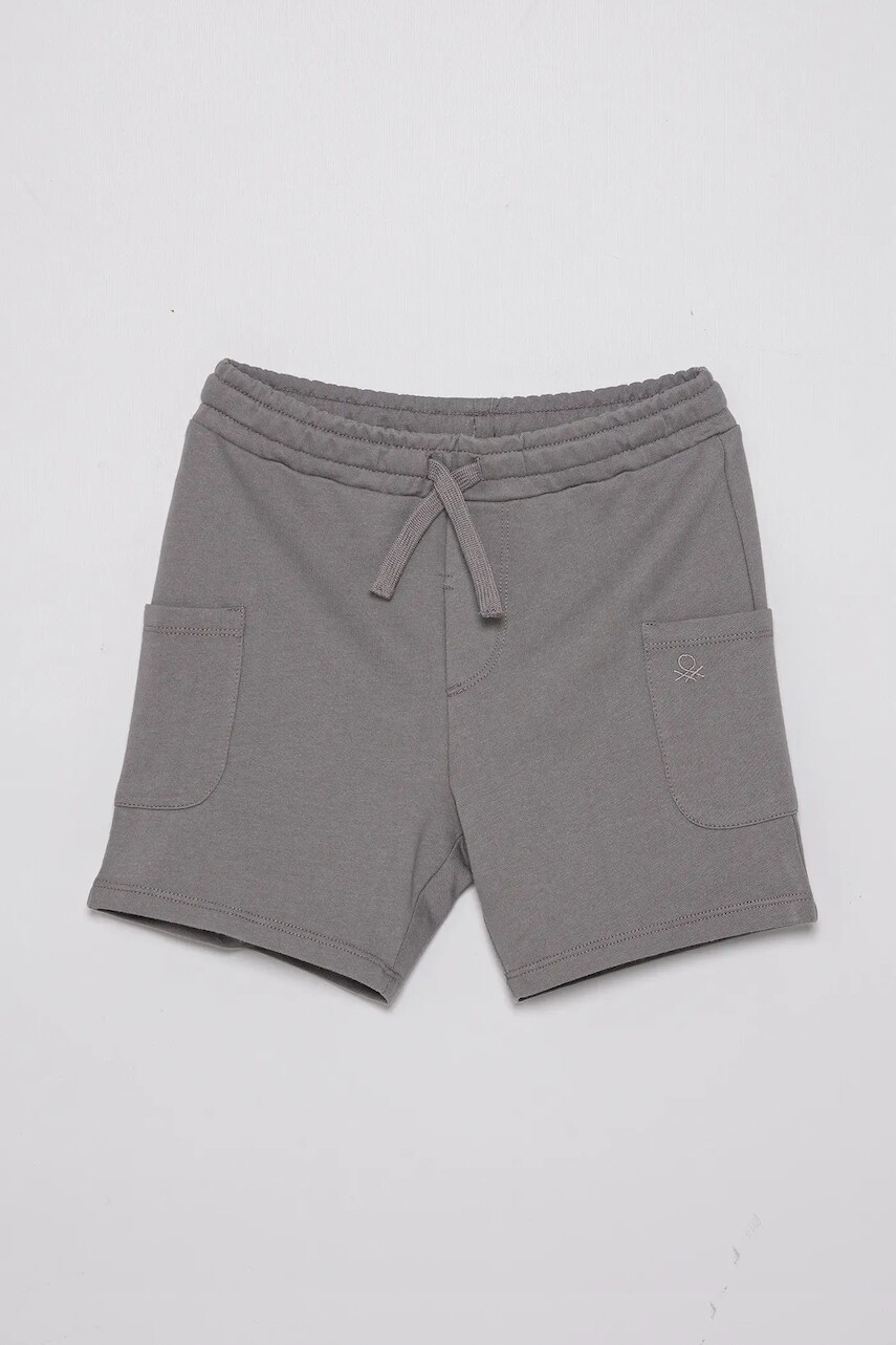 Detské bavlnené šortky United Colors of Benetton šedá farba, nastaviteľný pás 39DJG901C