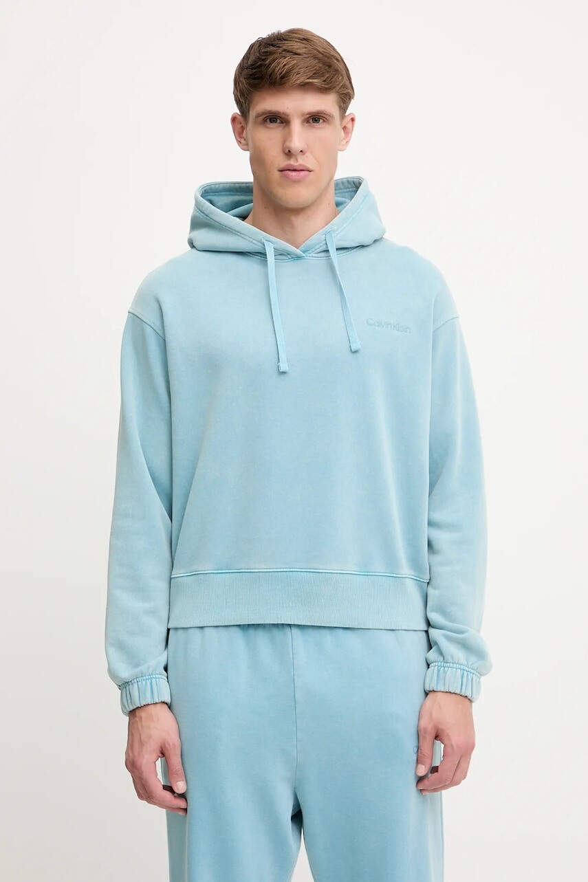 Mikina s kapucňou Calvin Klein Underwear tyrkysová farba, s kapucňou, jednofarebná, LV00NM2894