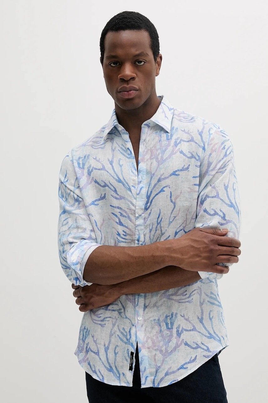 Ľanová košeľa Marciano by Guess JOE regular, s klasickým golierom, 5GHH39 4394Z