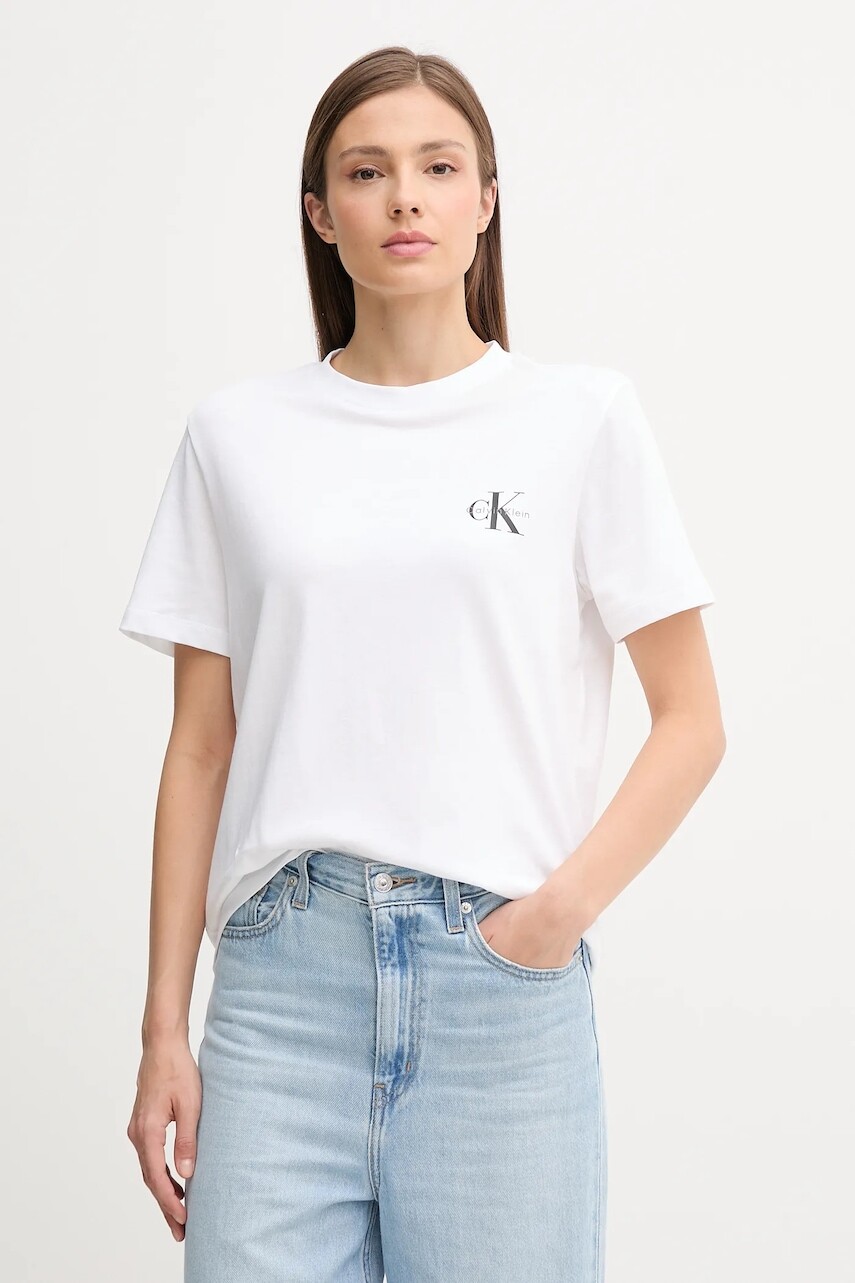 Bavlnené tričko Calvin Klein Jeans dámske, ružová farba, LV047C905G