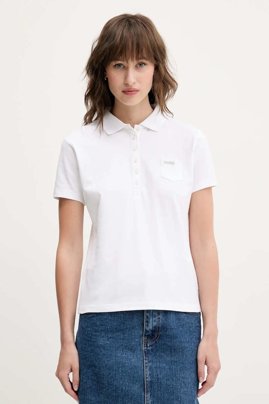 Polo tričko Guess Jeans dámske, biela farba, W5GP73 KCYR1