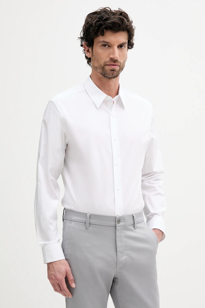 Košeľa Calvin Klein biela farba, regular, s klasickým golierom, LV04LB148G