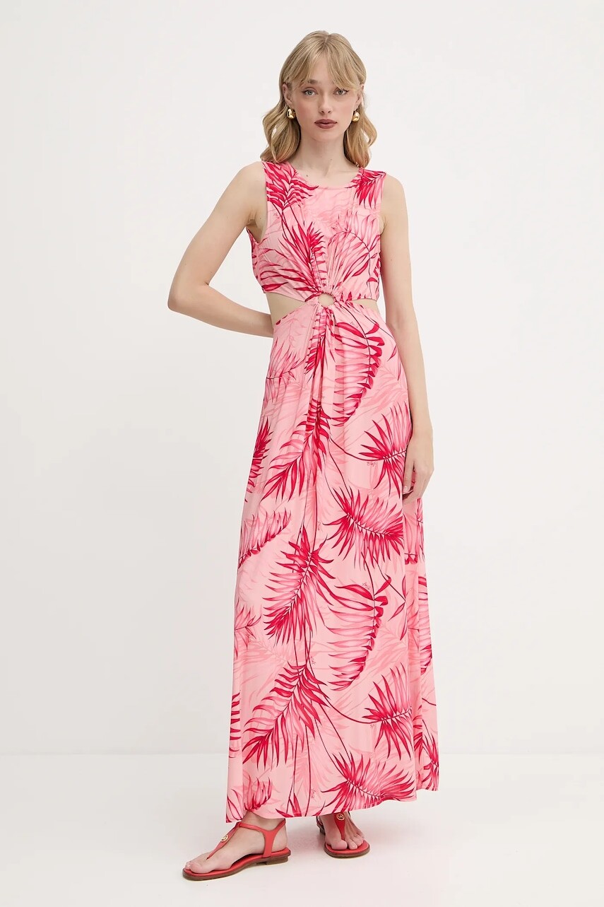 Šaty Liu Jo ružová farba, maxi, áčkový strih, VA5029.T2961