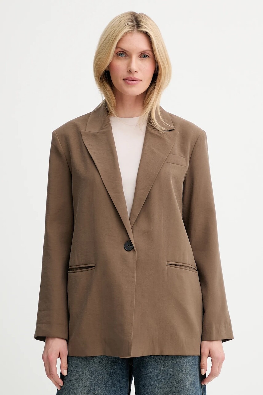 Sako Answear.LAB hnedá farba, oversize, jednofarebné