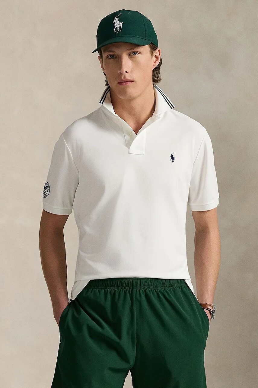 Polo tričko Polo Ralph Lauren Wimbledon Collection pánske, biela farba, jednofarebné, 710970483