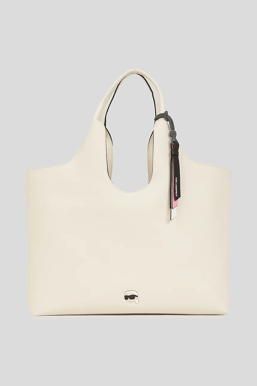 Kabelka Karl Lagerfeld IKON GRAINY biela farba, A3W30096