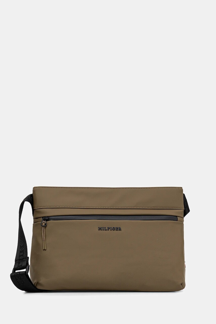 Malá taška Tommy Hilfiger zelená farba, AM0AM13545