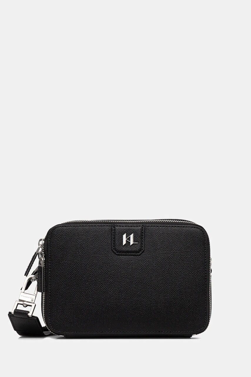 Kožená taška Karl Lagerfeld K/MONOGRAM čierna farba, A3M30157