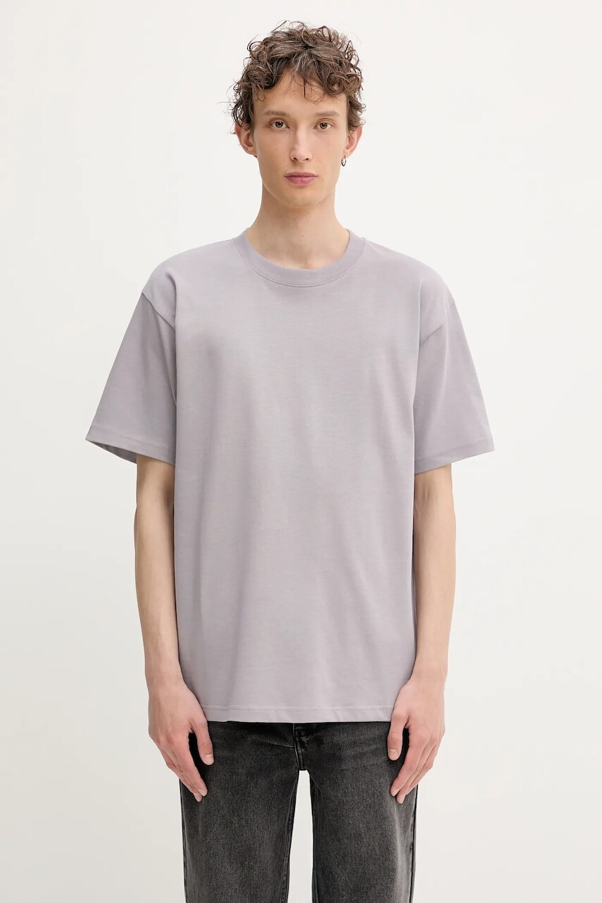 Bavlnené tričko Norse Projects Norse Standard Heavy Loose T-shirt pánske, fialová farba, jednofarebné, N01.0679.6017
