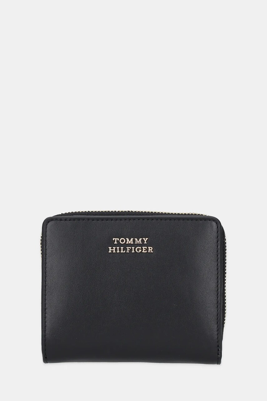 Kožená peňaženka Tommy Hilfiger čierna farba, AW0AW17499