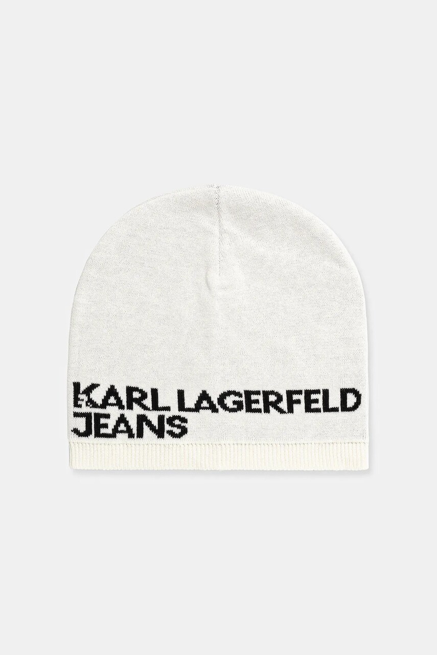 Bavlnená čiapka Karl Lagerfeld Jeans béžová farba, z tenkej pleteniny, bavlnené, A3M33113
