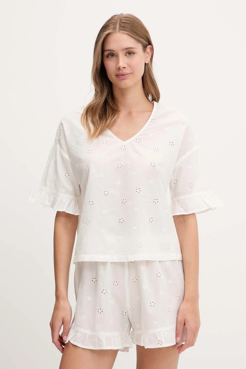 Bavlnené pyžamo United Colors of Benetton biela farba, bavlnené, 4SHX3P03X