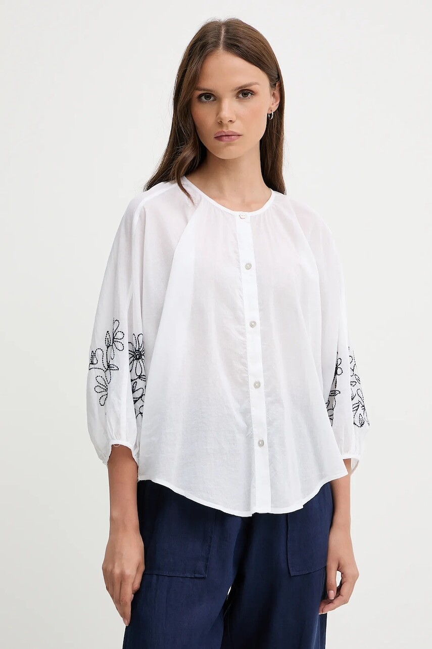 Bavlnená košeľa United Colors of Benetton biela farba, regular, 5VZCDQ0BN