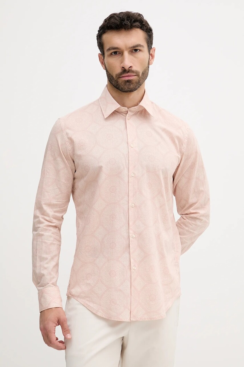 Bavlnená košeľa United Colors of Benetton oranžová farba, regular, s klasickým golierom, 5UBMUQ04A