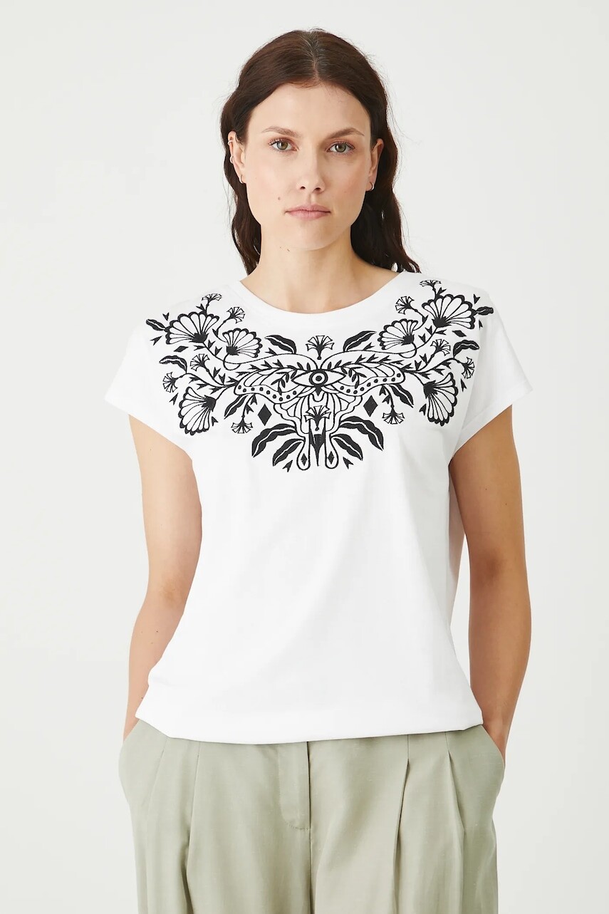 Bavlnené tričko Medicine dámske, biela farba, holý chrbát