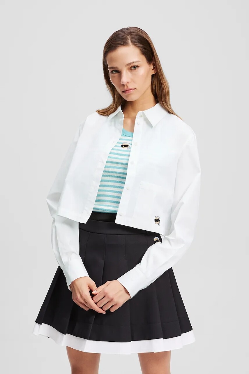 Bavlnená košeľa Karl Lagerfeld IKON biela farba, regular, s klasickým golierom, A3W11030