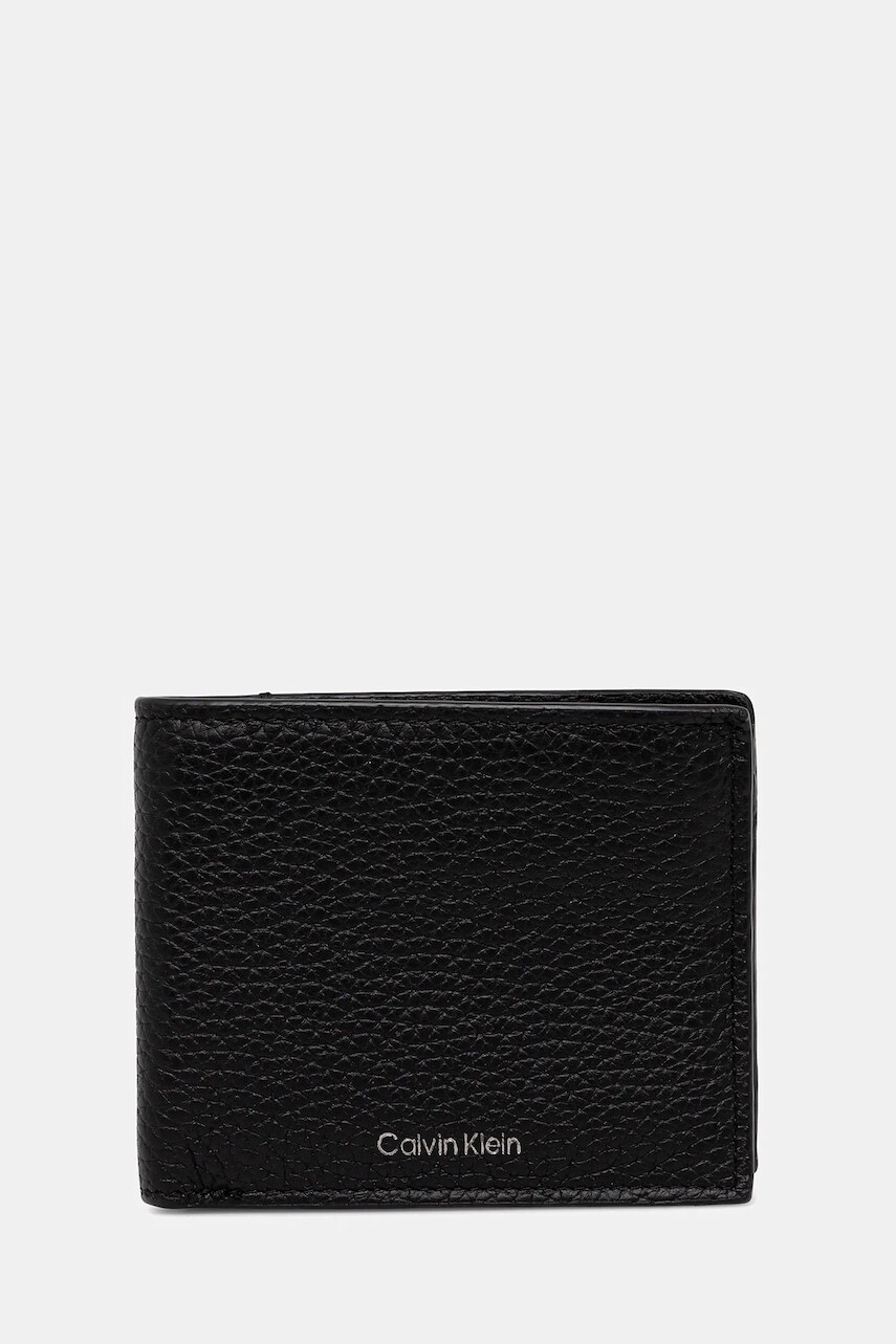 Kožená peňaženka Calvin Klein čierna farba, LV04D1028G