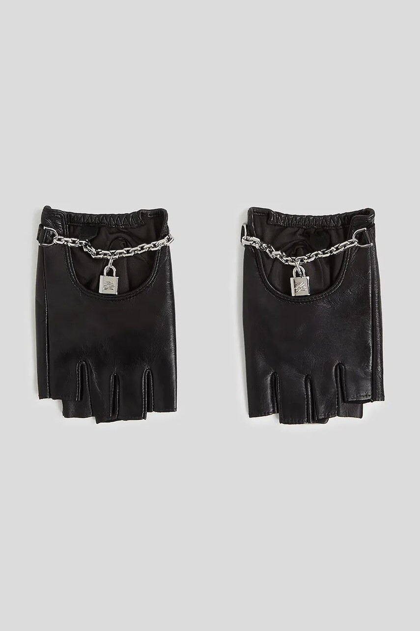 Kožené rukavice Karl Lagerfeld K/AUTOGRAPH čierna farba, A3W33031