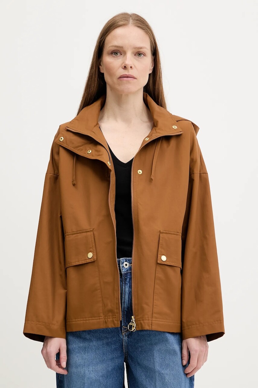 Bunda Barbour CECILE hnedá farba, prechodná, oversize, LSP0240