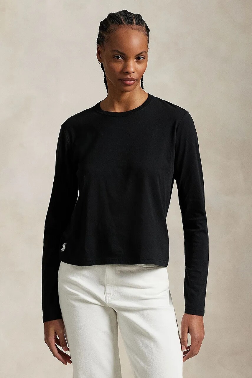 Tričko s dlhým rukávom Polo Ralph Lauren čierna farba, 211967103