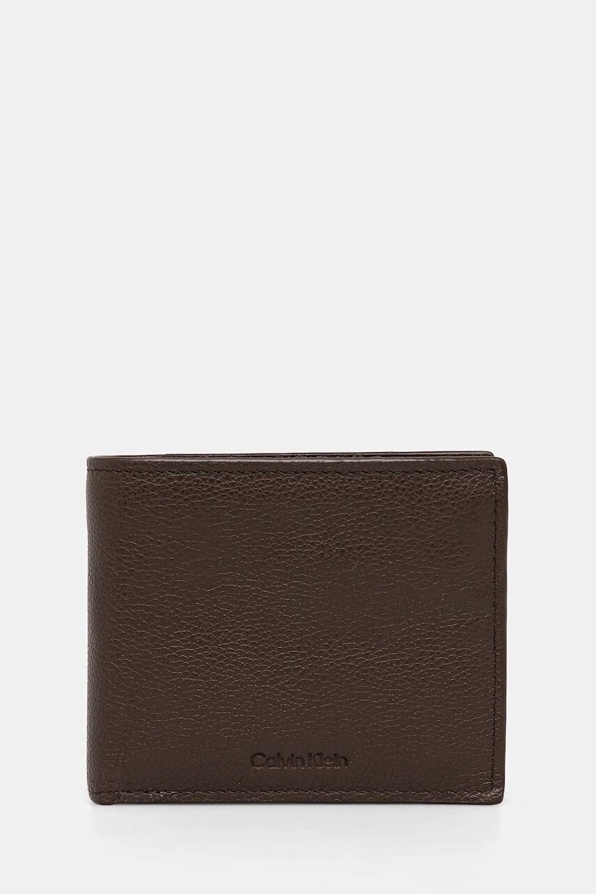 Kožená peňaženka Calvin Klein hnedá farba, LV04D1033G