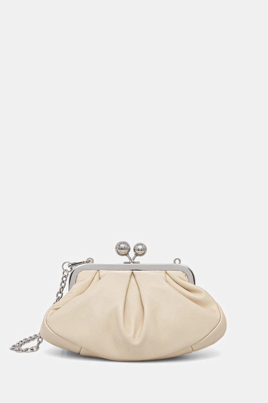 Kožená kabelka Weekend Max Mara PRATI bordová farba, 2525516204600