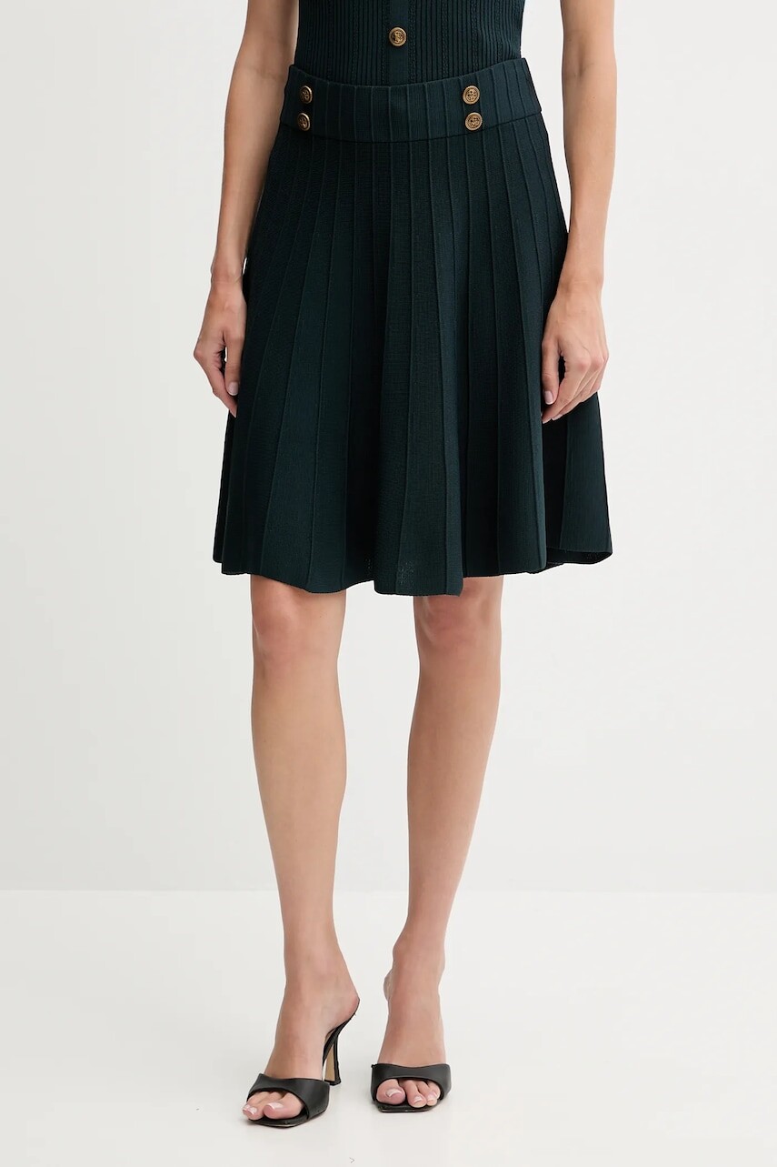 Sukňa Guess EMMIE zelená farba, mini, áčkový strih, W5YD65 Z0130