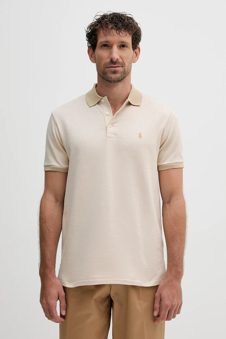 Bavlnené polo tričko Polo Ralph Lauren béžová farba, jednofarebné, 710974270